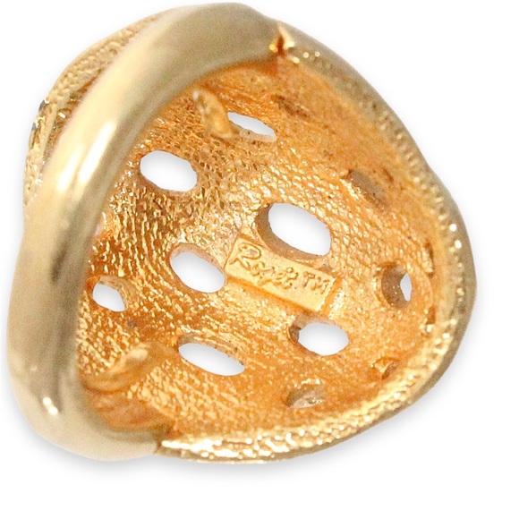 Vintage Roget Gold Plated Dome Ring Size 8 Brutalist Style Large Statement 1970s - Picture 5 of 5